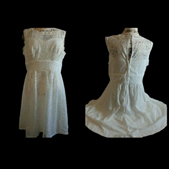 Womens Ivory Lace Lined Sleeveless Dress sz 12 - Picture 12 of 12